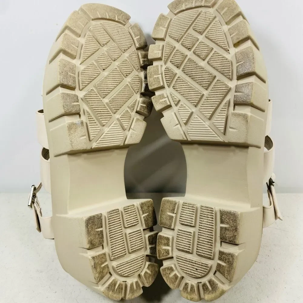 Steve Madden Girl Off White Platform Lug Sandals Shoes Galaxy 8,5